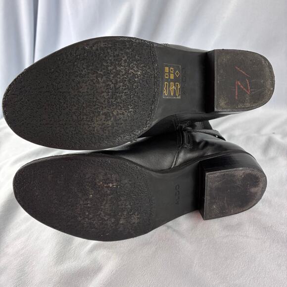 Aldo Black Knee High Full Zip Boots Women's 7.5 Equestrian Silver Tone Buckle - Picture 13 of 16